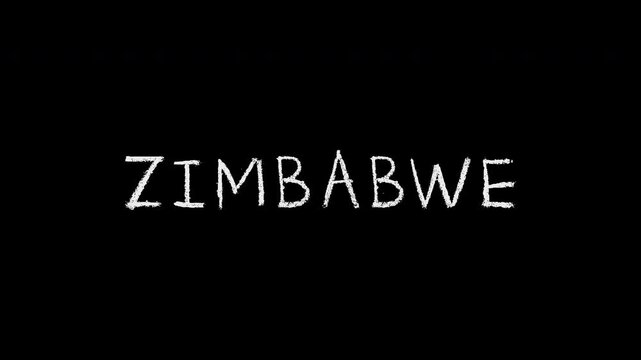 Zimbabwe hand drawn animation on black background