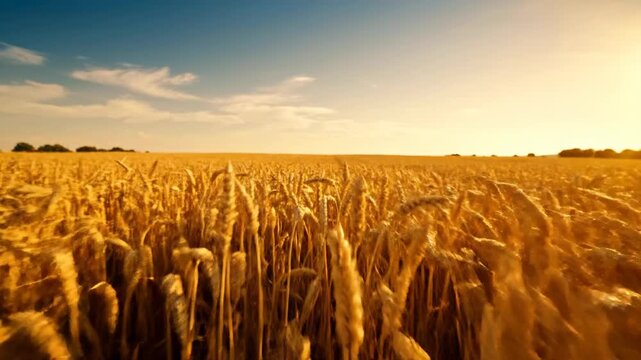 Golden Wheat Field Under a Bright Summer Sky