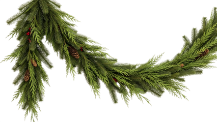 Frosted green pine garland with pinecones and red berries Christmas garland evergreen garland