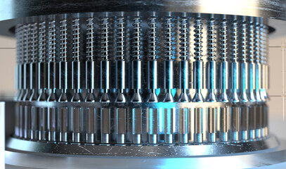 Pharmaceutical manufacturing line for vaccine production. 3d illustration