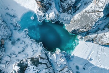 Drone Shot of Snow-Covered Frozen Lakes