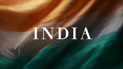 India word centered in abstract tricolor design. Abstract Indian flag colors.