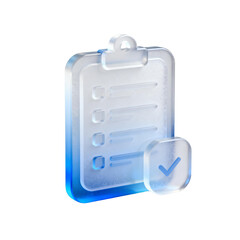 [Transparent Background PNG]3D Glassy Clipboard with Checkmark Icon