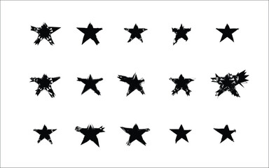 Black star shapes with pixelated edges on white background