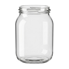 Clear glass jar with screw top isolated on transparent background