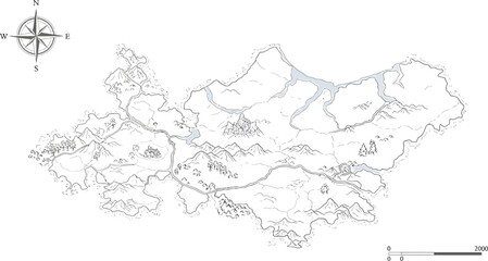 Detailed Vector Map Outline of Island Region