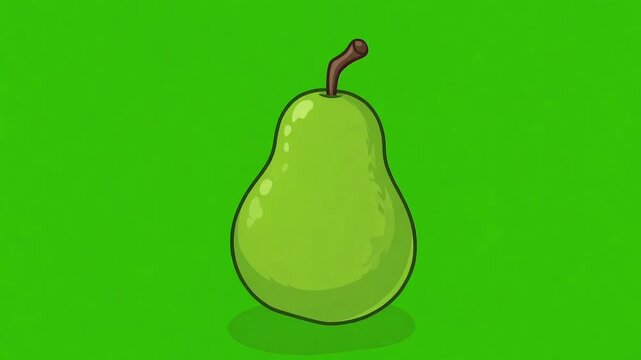 Pear Fruit illustration Animation on Green Screen Background