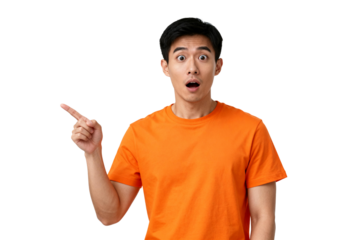 [Transparent Background PNG]Surprised man pointing with wide open eyes and mouth