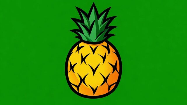 Pineapple Fruit illustration Animation on Green Screen Background