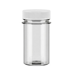 Clear plastic bottle with white screw cap isolated on transparent background