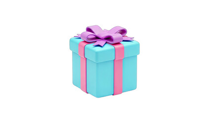 Gift Box with Bow and Ribbon on White Background