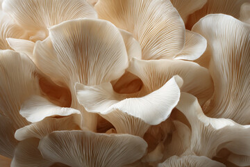 Fototapeta premium delicate beige oyster mushrooms showcase intricate gills and organic texture