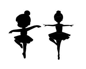 Cute Kids Ballerina Silhouettes.Vector Dance Girls Collection. Ballet Girl Silhouette Set. Little Ballerina Vector Silhouettes. Children Ballet Dance Silhouettes. kids ballerina silhouette.  © Ani