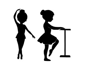 Cute Kids Ballerina Silhouettes.Vector Dance Girls Collection. Ballet Girl Silhouette Set. Little Ballerina Vector Silhouettes. Children Ballet Dance Silhouettes. kids ballerina silhouette.  © Ani