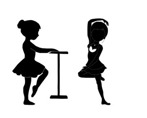 Cute Kids Ballerina Silhouettes.Vector Dance Girls Collection. Ballet Girl Silhouette Set. Little Ballerina Vector Silhouettes. Children Ballet Dance Silhouettes. kids ballerina silhouette.  © Ani