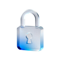 [Transparent Background PNG]Transparent Glass Padlock with Blue Gradient