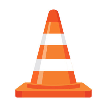 Road Safety Icon: A vibrant safety cone stands as a clear symbol of caution, its bright orange hue and reflective stripes ensuring visibility and marking areas needing attention.