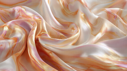 Obraz premium A close-up view of delicate silk fabric with swirls of color, creating an elegant and luxurious texture. The fabric appears soft and flowing