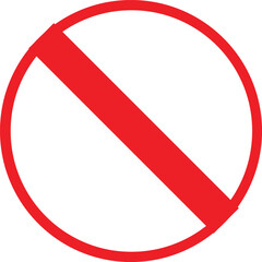 Red Prohibition Symbol Isolated on White Background, Universal No Entry and Forbidden Sign, Minimal Warning Icon for Safety and Restriction Concepts.