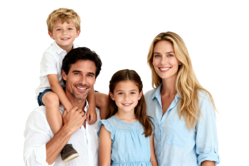 [Transparent Background PNG]Happy Family Portrait with Two Children