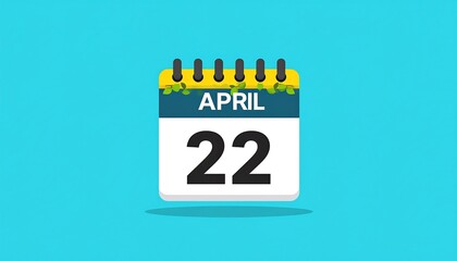 Animated digital calendar featuring the month of April and the date 22, against a turquoise background