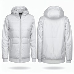 Isolated white puffer jacket on a white background offers style and warmth
