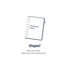 Empty state UI illustration showing no records found message in app interface