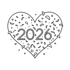 Confetti Heart Line Art 2026