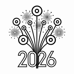 Firework Bouquet Line Art 2026
