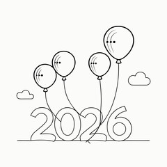 Balloon Release Line Art 2026