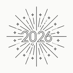 Firework Starburst Line Art 2026