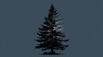 A silhouette of a coniferous tree against a dusky sky, a symbol of nature's tranquility and resilience