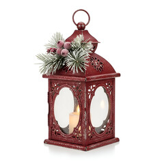 Vintage Christmas Lantern with Candle &ndash; Holiday Decoration