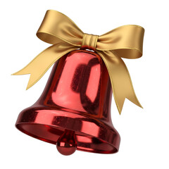 Red Christmas Bell with Gold Bow &ndash; Holiday Decoration