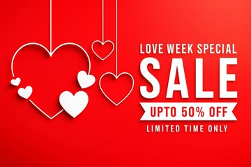 Romantic love week special sale banner upto 50% off for valentine's day