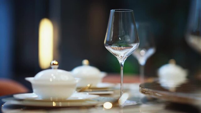 Elegant dining setup by garden view