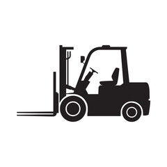 Fototapeta premium Simple black and white illustration of a forklift a common warehouse machine