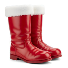 Red Santa Claus boots with white fur