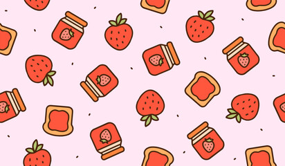 Strawberry jam pattern background vector design