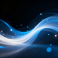 Abstract Blue Waves with Light Particles Background