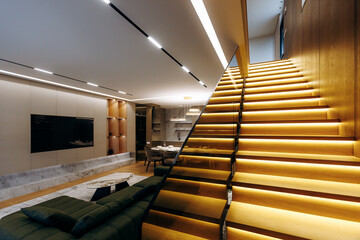 Openconcept living and dining space with contemporary accents