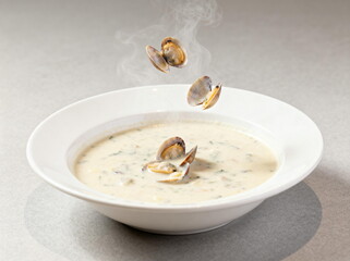 Creamy Clam Chowder with Steaming Shellfish