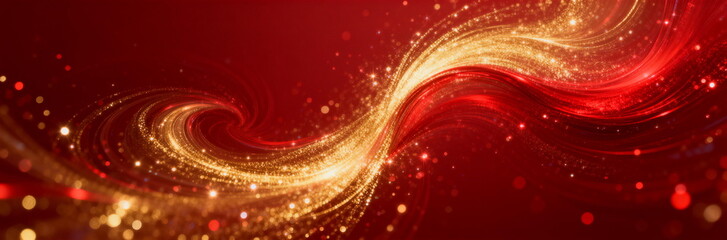 Abstract Golden Red Swirl with Sparkles Background