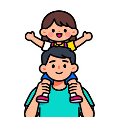 [Vector EPS]Father carrying daughter on shoulders showing family bonding