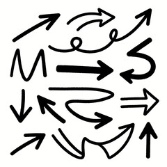 [Vector EPS]Collection of various black hand-drawn arrows for different directions