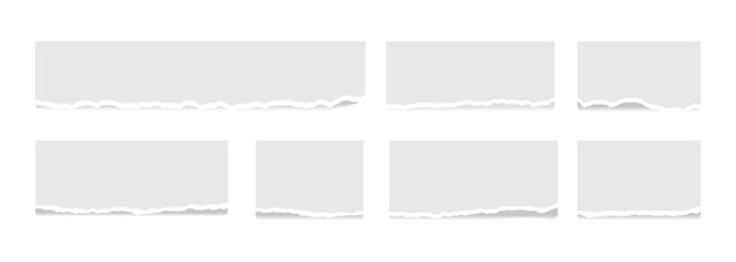 Torn paper. Set of Torn paper sheets. Collection realistic ripped pieces of scrap papers. Vector illustration