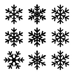 Obraz premium [Vector EPS]Set of various black snowflakes on white background
