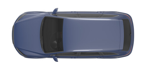 Top view of blue SUV car for architectural layout and city planning, 3D rendering. © changnam37