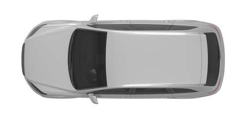 Top down view of silver SUV car for graphic design and web template, 3D rendering. © changnam37