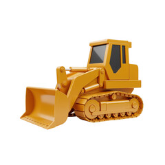 Fototapeta premium Yellow bulldozer with a large bucket isolated on transparent background